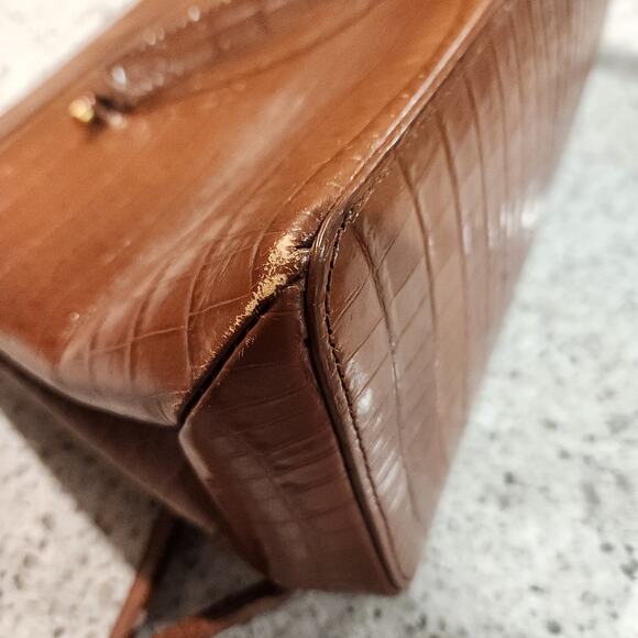 Vintage Etienne Aigner Croc Embossed Satchel Purse Bag - Picture 12 of 16